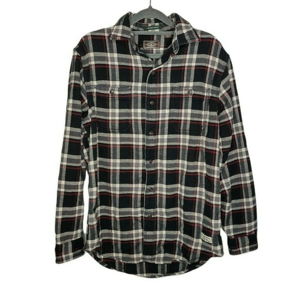 GH Bass Heavy Flannel Shacket Shirt Jacket Mens Small Plaid Button Up Top